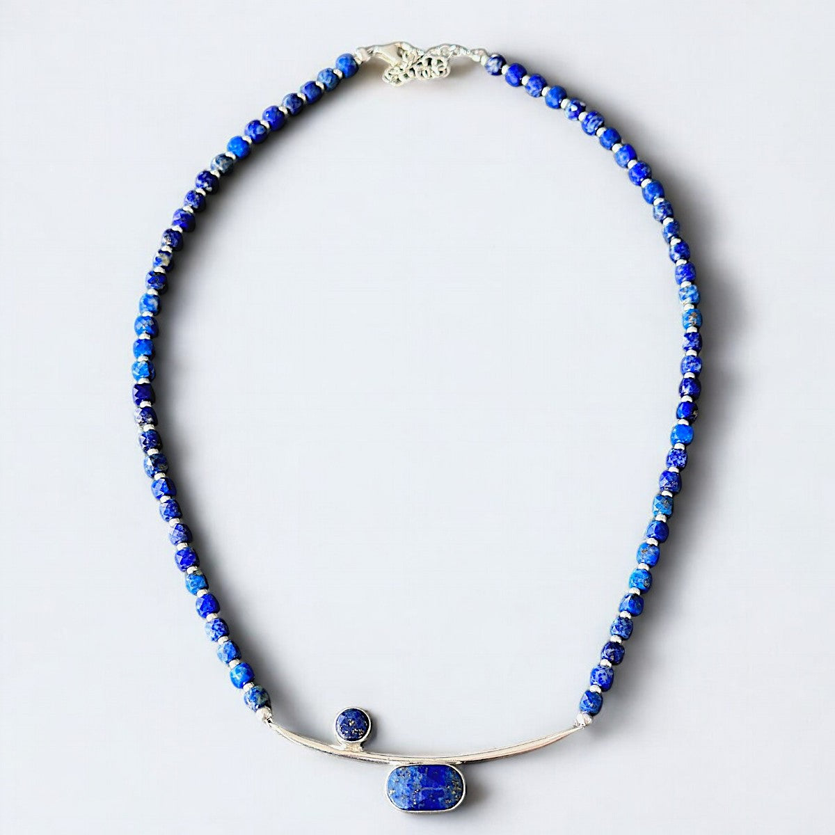 Arc Lapis Lazuli Necklace in 925 Sterling Silver