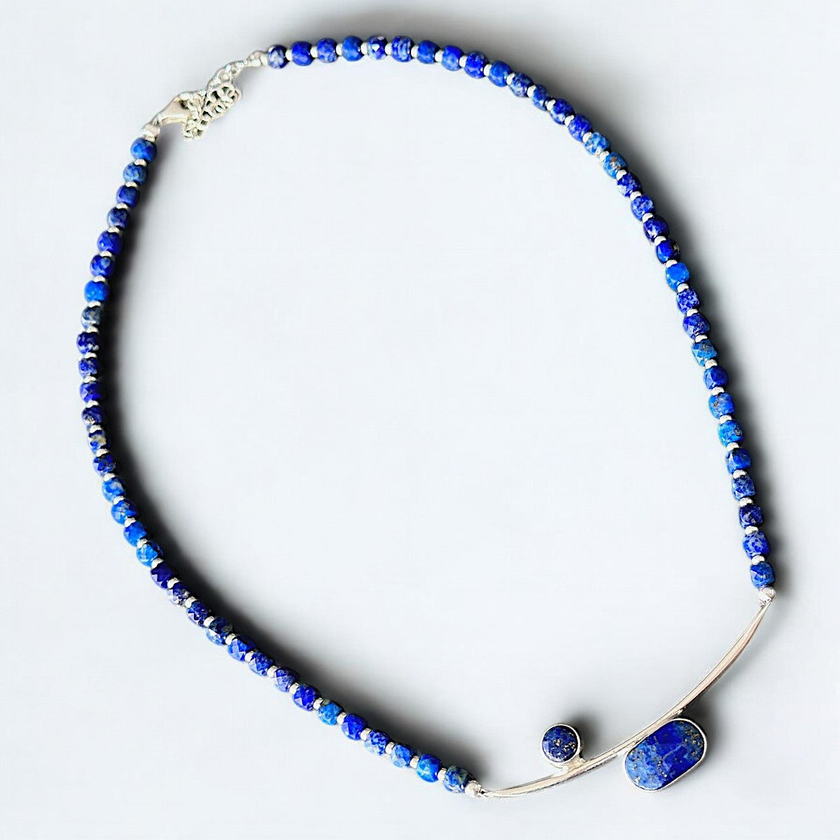 Arc Lapis Lazuli Necklace in 925 Sterling Silver