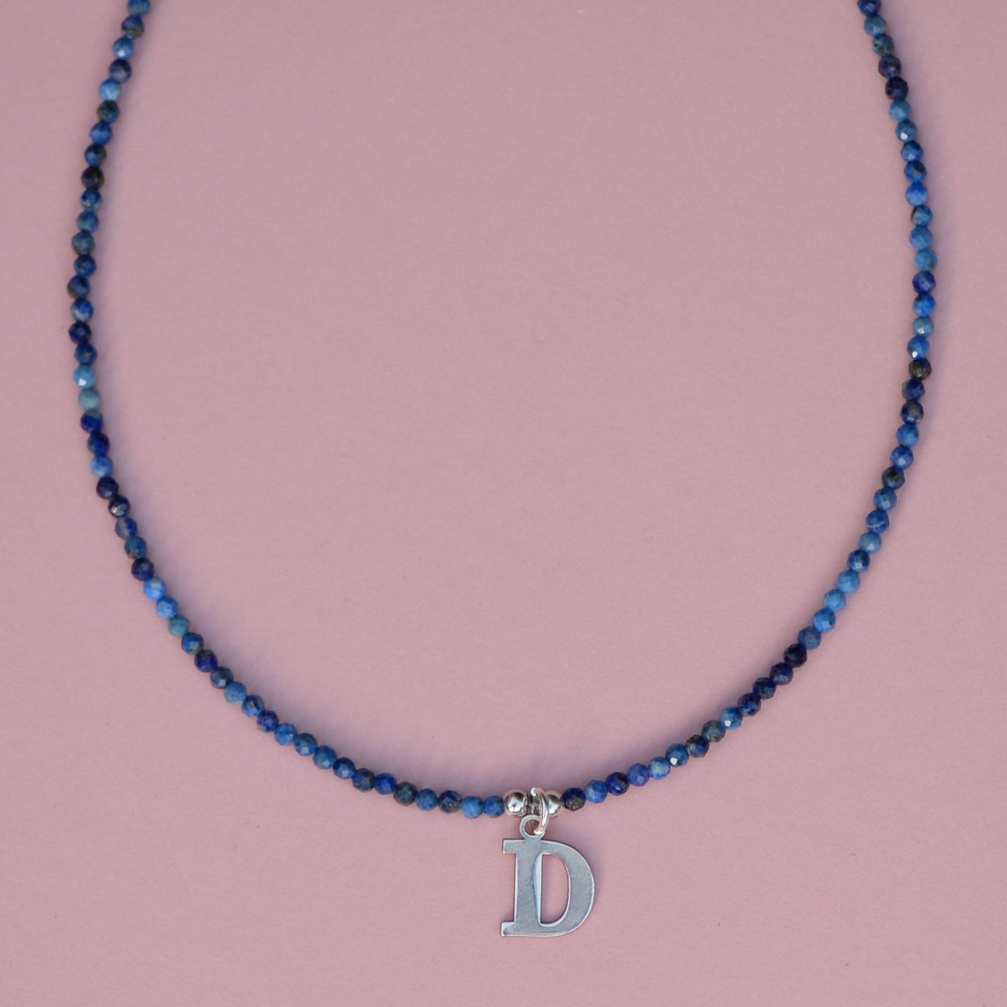 Lapis Lazuli Gemstone Beaded Initial Necklace