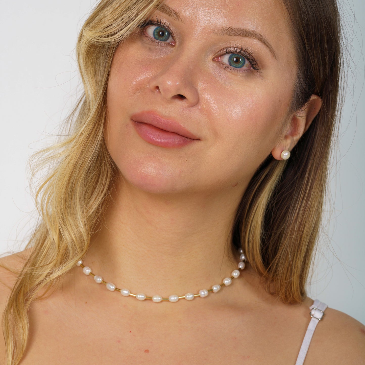 Aida Freshwater Pearls and Gold Plated Silver Pipe Necklace