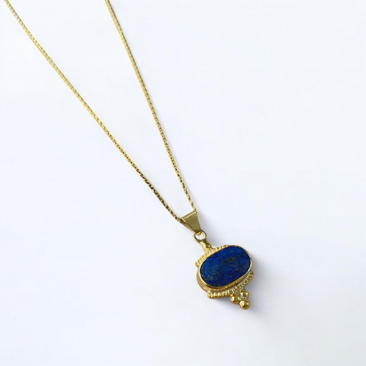 Lapis Lazuli Pendant Necklace - Gold Plated 925 Sterling Silver