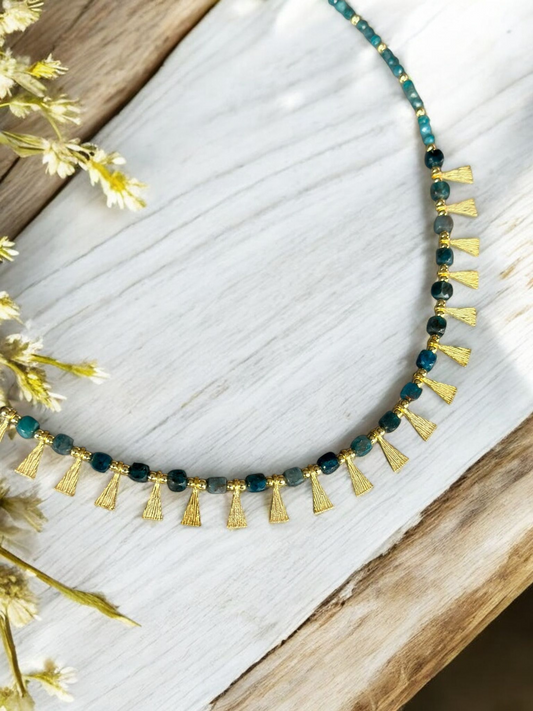 Eva Necklace with Apatite Gemstone in 925 Sterling Silver Gold Plated