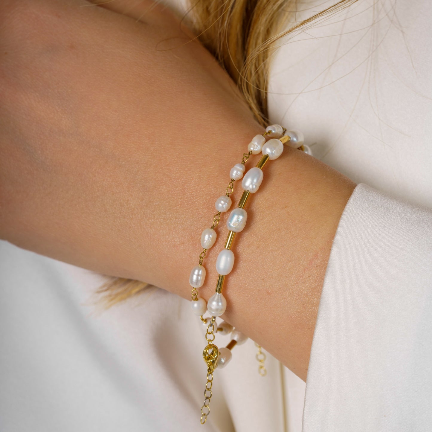 Aida Freshwater Pearl and Sterling Silver Bracelet - 14K Gold Plated