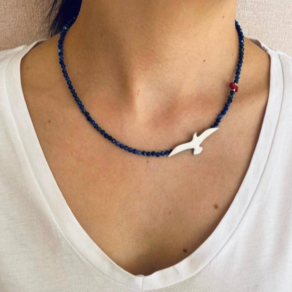 Seagull Lapis Lazuli Gemstone Necklace