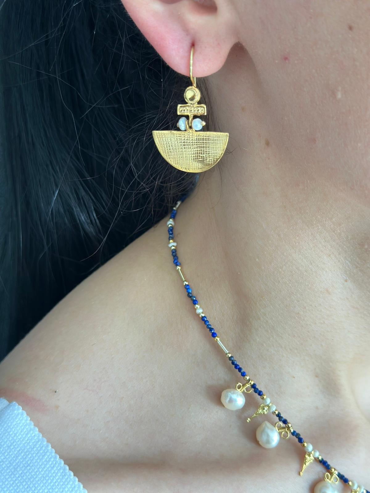 Selena Lapis Lazuli Necklace and 14K Gold Plated Earrings Set